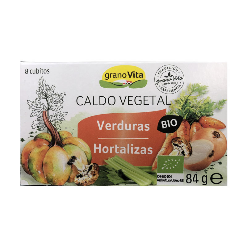 Caldo vegetal de verduras Bio 8 cubitos Granovita