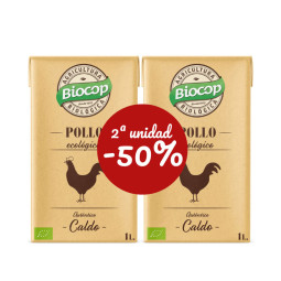 Caldo de Pollo autentico DUOPACK (tetrabrik) Bio 1L Biocop