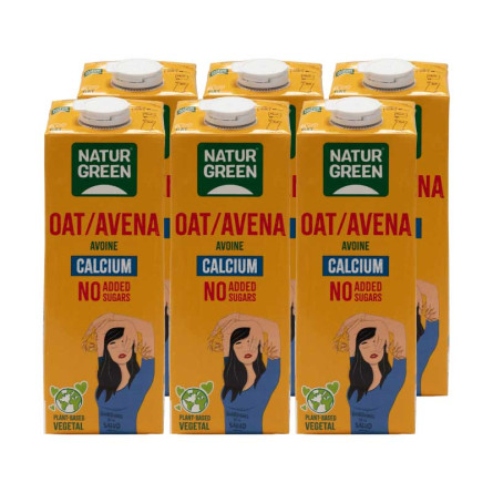 Bebida de Avena Calcio 0% Azucar 6x1L Naturgreen